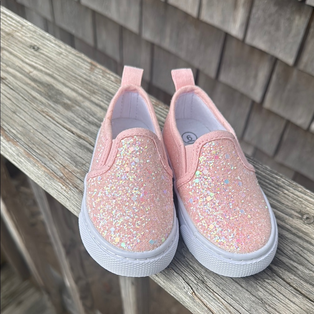 Cat & Jack Pink Glitter Slip-On Sneakers